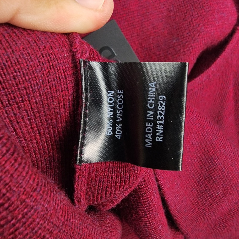 NWT NBD Sweater Top Knit Women Small Burgundy Open Back Bow Tie Mock Neck - Picture 8 of 8